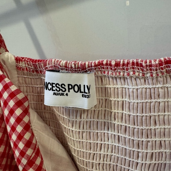 Princess Polly Toulouse Mini Dress Red Gingham 0/ XS - Picture 4 of 4